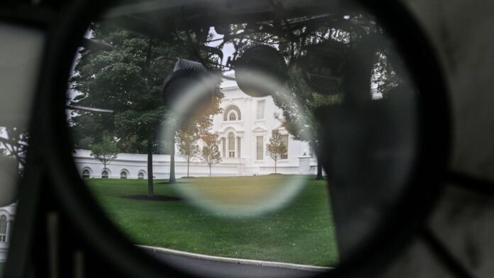The White House seen through a camera lens