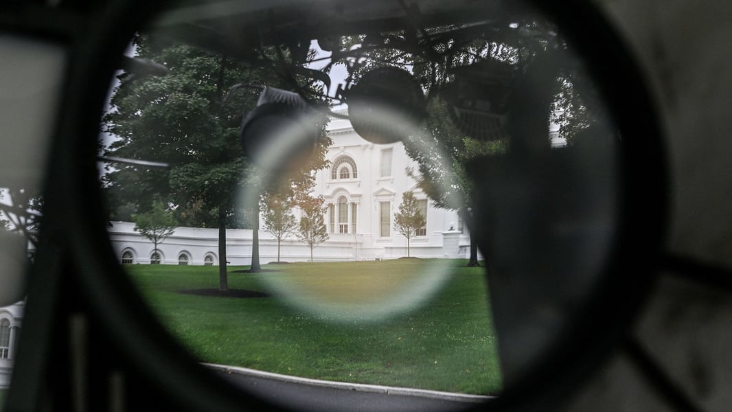 The White House seen through a camera lens