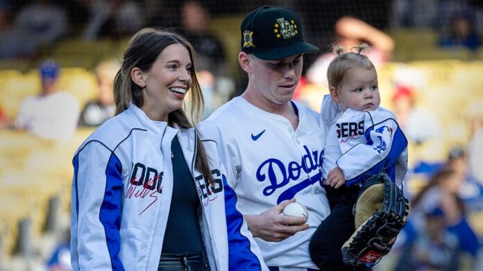 Dodgers catcher Will Smith in the image accompanying Fox News coverage of his daughter’s birth