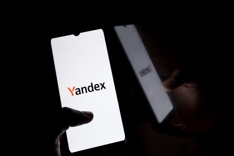 The Yandex logo displayed on a smartphone screen