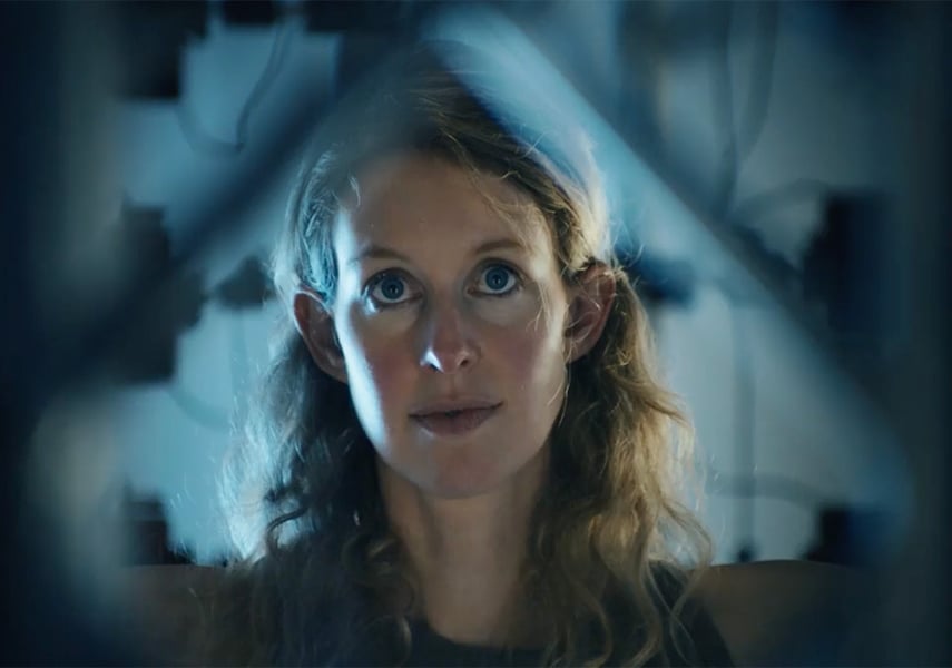 A woman looks at the camera through a blurred geometric frame in an image supplied by A24 for You Can See Everything